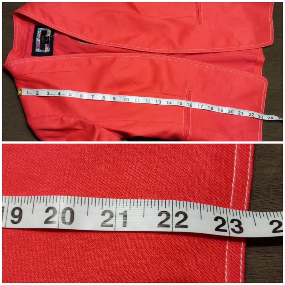 J. CREW Going Out Blazer Stretch Linen Blend Jacket Pink Open Front Sz 10 A1253 - Picture 7 of 14